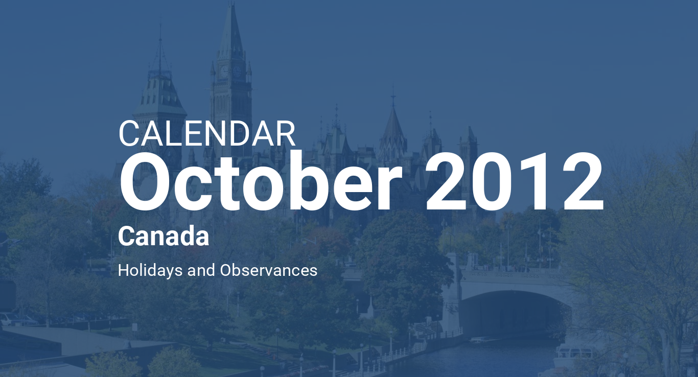 2017 October Calendar Canada